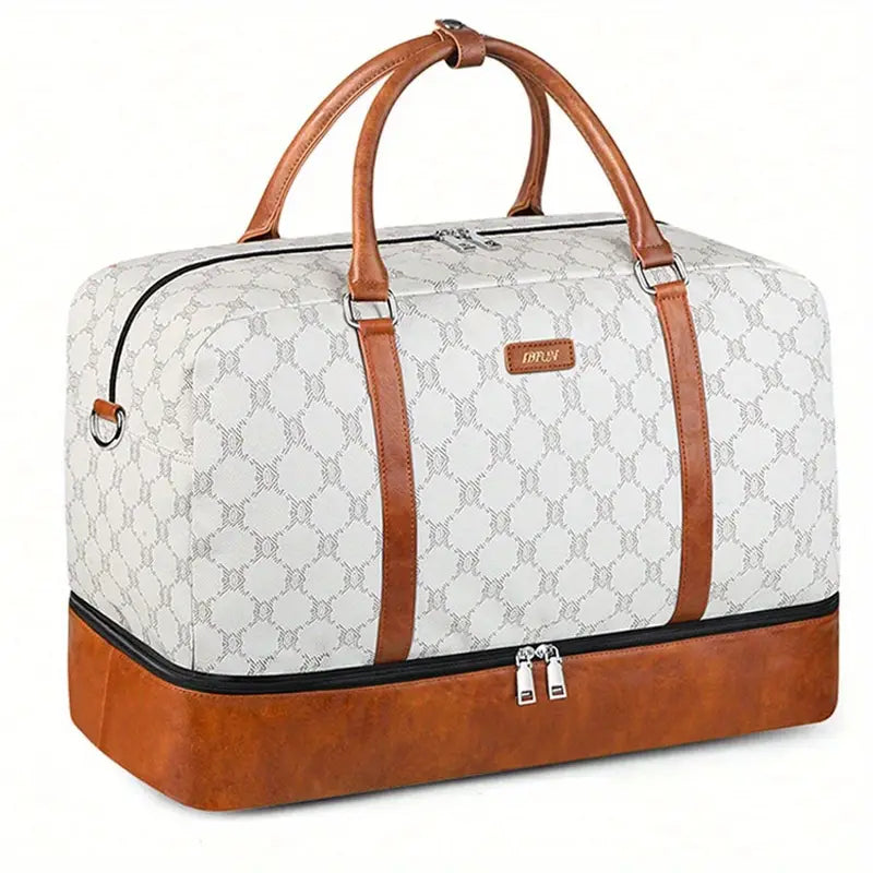 IBFUN Weekend Travel Luggage Set – 3PCS/1PC Carry-On Bag with Shoe Compartment - White with Stripes