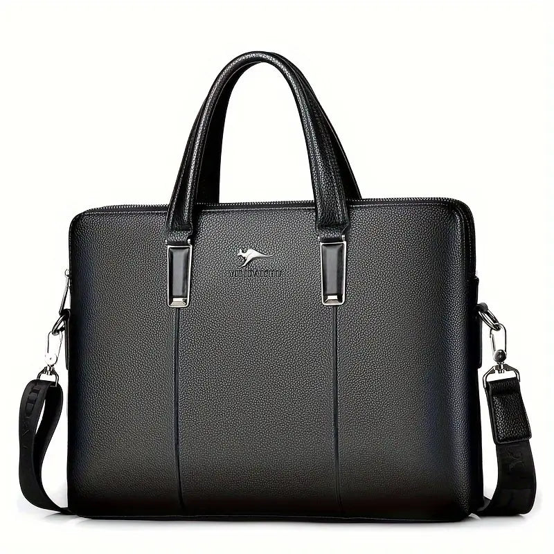 A Men’S PU Tote Bag Messenger Bag Adjustable Shoulder Strap Crossbody Bag