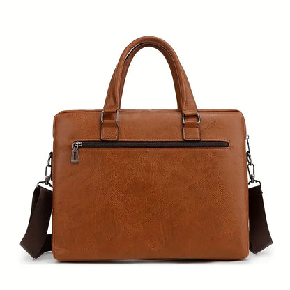 Vintage Business Briefcase - Brown Laptop & Tablet Messenger Bag