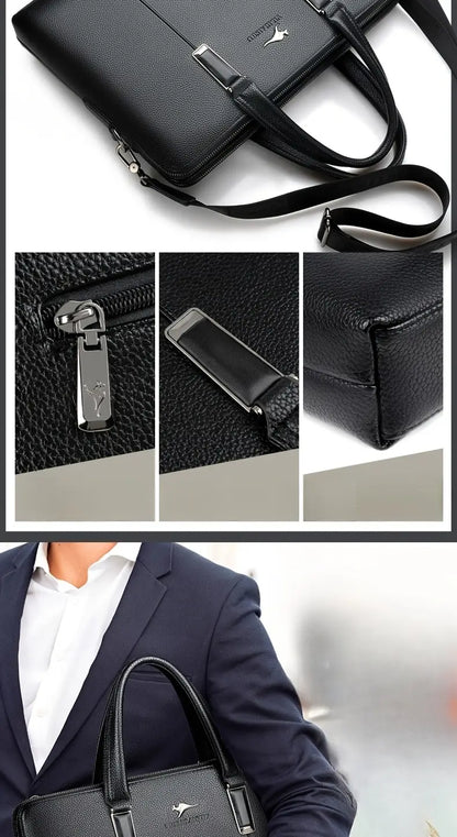 A Men’S PU Tote Bag Messenger Bag Adjustable Shoulder Strap Crossbody Bag