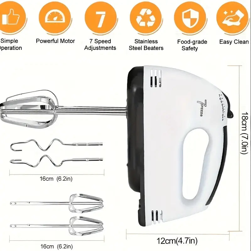 White European Standard Electric Smart Multifunctional Egg Beater Mixer - 6pcs Set