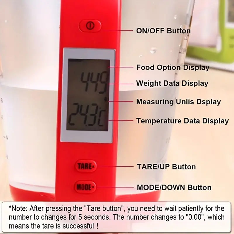 Compact Digital Kitchen Scale with LCD Display – Precision Measuring Cup & Temperature Function