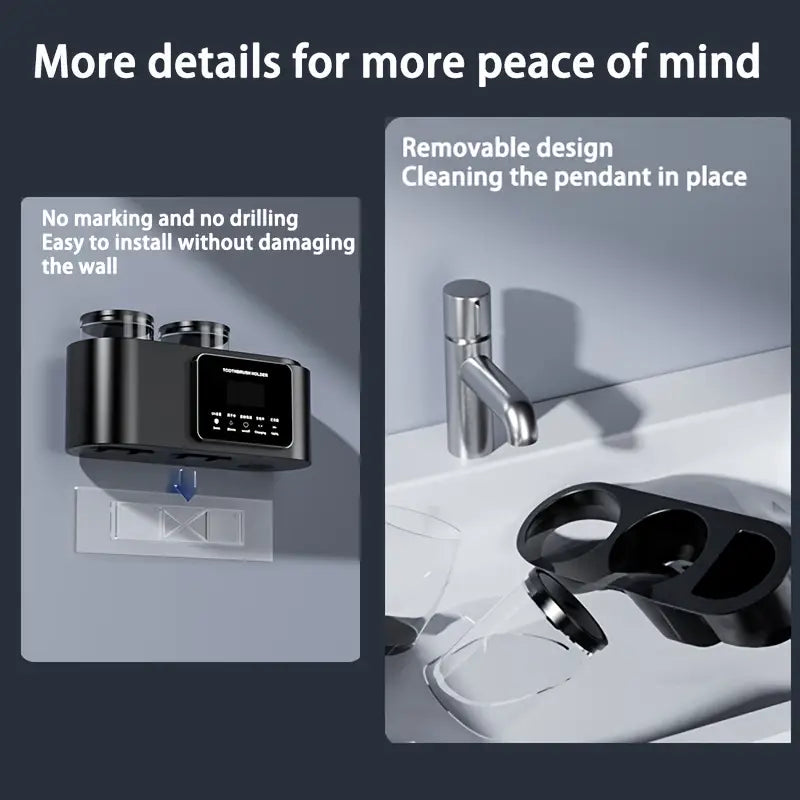 Wall-Mounted UV Toothbrush Holder with Quick-Dry Cup – Smart Bathroom Organizer
