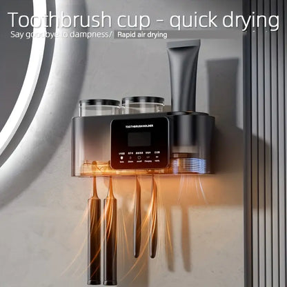 Wall-Mounted UV Toothbrush Holder with Quick-Dry Cup – Smart Bathroom Organizer