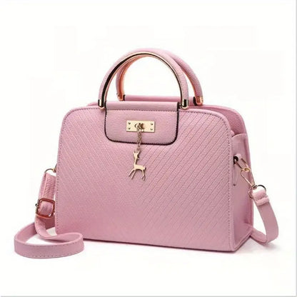 Women’S Fashion Red Handbag with Embossed Design Striped Pattern
