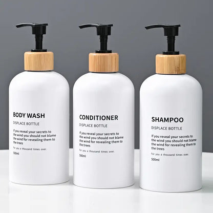 3pcs White Boston 500ml Shampoo Shower Gel Conditioner Separated Bottles