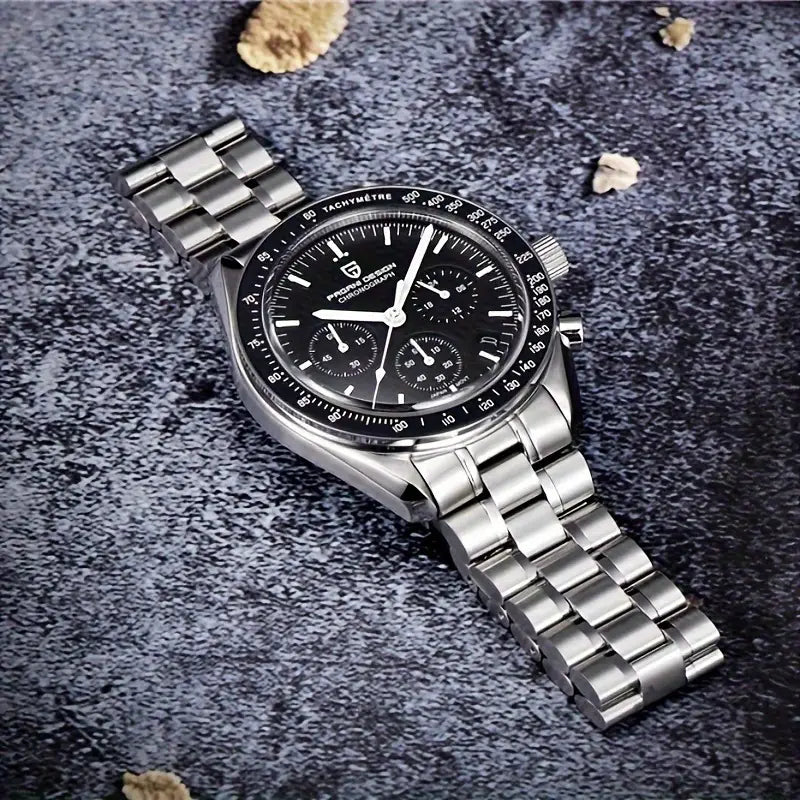 PAGANI DESIGN Sports Quartz Men’S Watch with Chronograph Stainless Steel Wristwatch