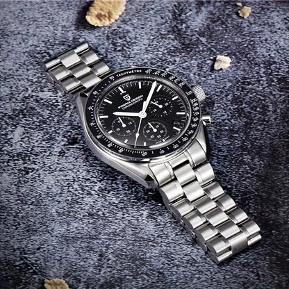PAGANI DESIGN Sports Quartz Men’S Watch with Chronograph Stainless Steel Wristwatch