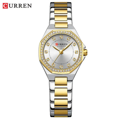 CURREN Women’s Luxury Rhinestone Watch – Elegant Stainless Steel Timepiece - Silvery Gold