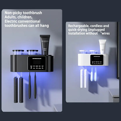 Wall-Mounted UV Toothbrush Holder with Quick-Dry Cup – Smart Bathroom Organizer