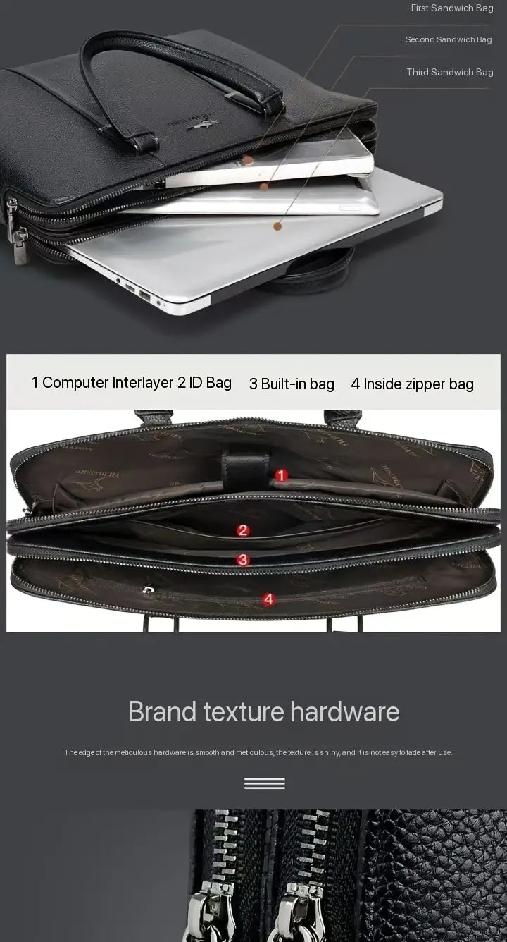 A Men’S PU Tote Bag Messenger Bag Adjustable Shoulder Strap Crossbody Bag