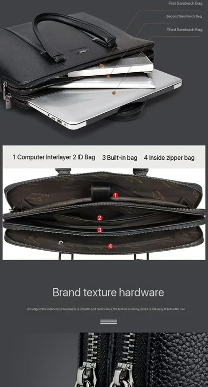 A Men’S PU Tote Bag Messenger Bag Adjustable Shoulder Strap Crossbody Bag
