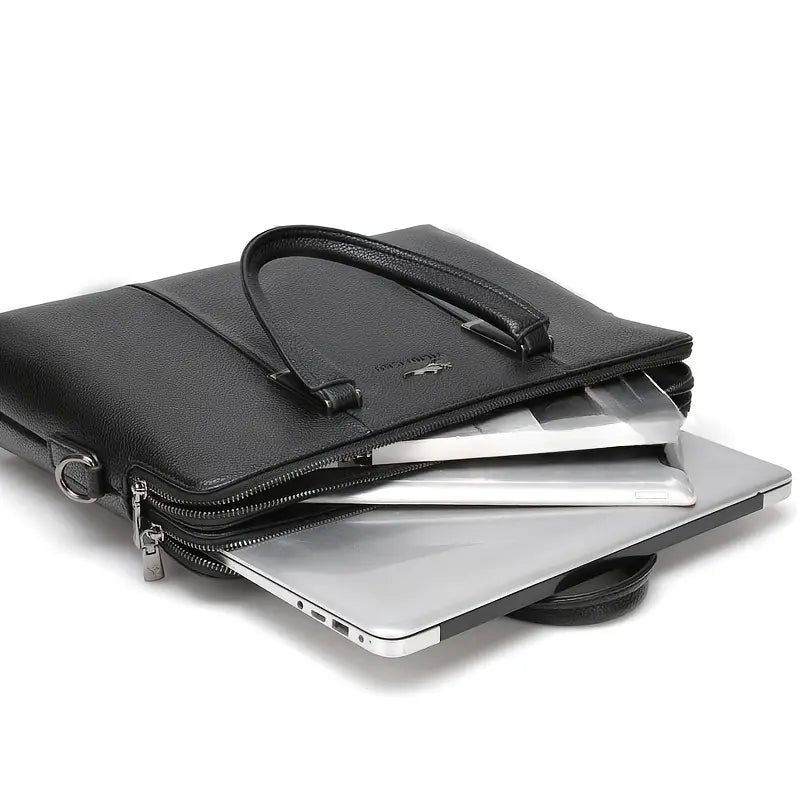 A Men’S PU Tote Bag Messenger Bag Adjustable Shoulder Strap Crossbody Bag