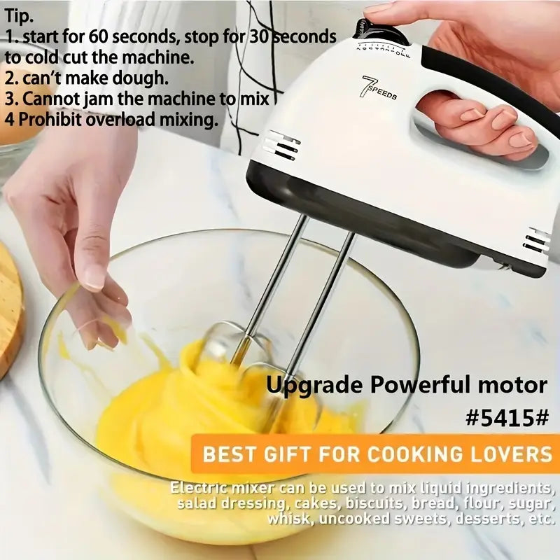 White European Standard Electric Smart Multifunctional Egg Beater Mixer - 6pcs Set