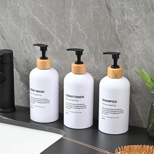 3pcs White Boston 500ml Shampoo, Shower Gel, Conditioner Separated Bottles - Escour Mart