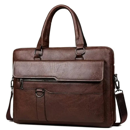 Vintage Business Briefcase - Brown Laptop & Tablet Messenger Bag - Dark Brown