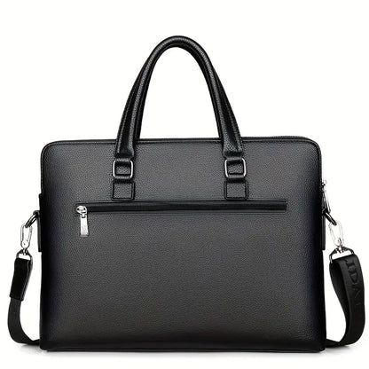 A Men’S PU Tote Bag Messenger Bag Adjustable Shoulder Strap Crossbody Bag