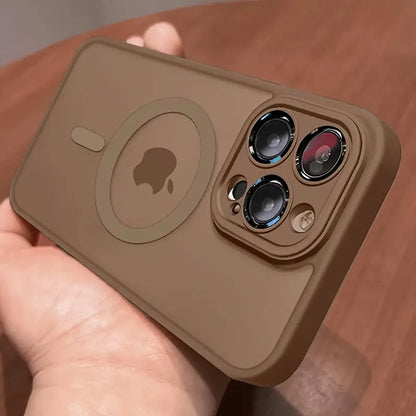 Luxury Matte Magnetic Wireless Charging Phone Case Compatible with iPhone 16/15/14/13/12/11 Pro Max Plus - Gold