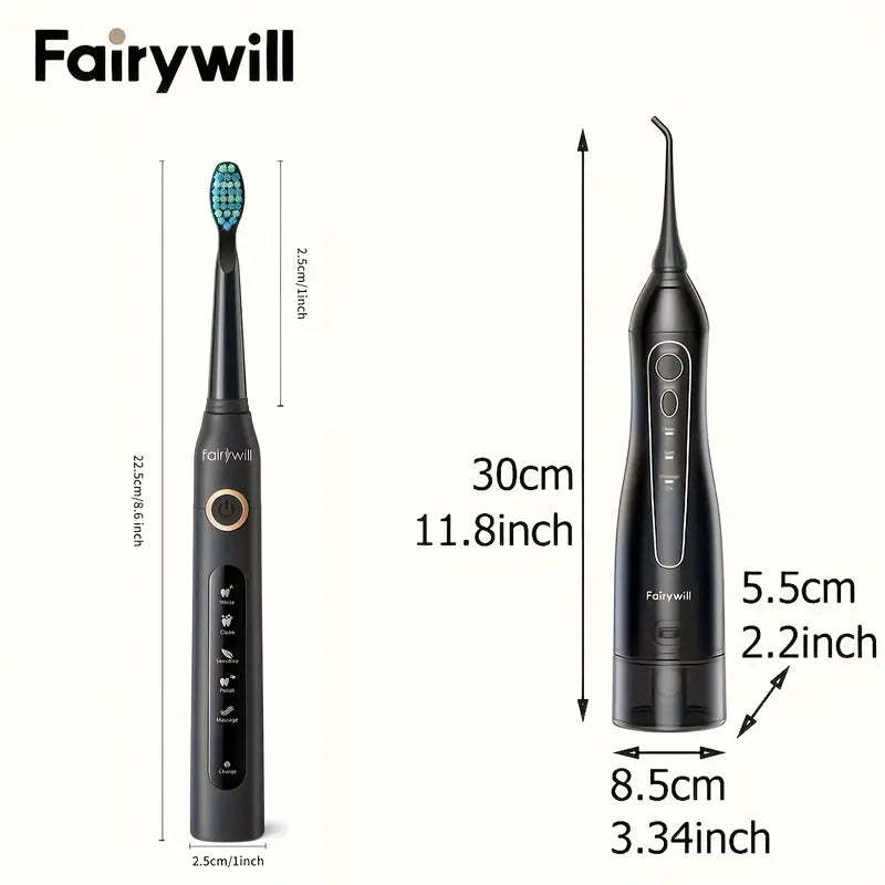 Fairywill Ultimate Cleaning Kit-Electric Toothbrush and Water Flosser Combo