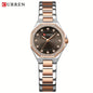 CURREN Women’s Luxury Rhinestone Watch – Elegant Stainless Steel Timepiece - Coffee Color