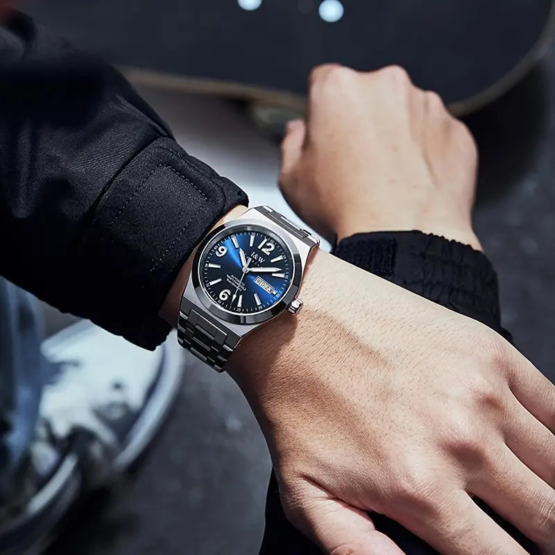 I&W CARNIVAL Men’s Automatic Mechanical Watch Sapphire Waterproof Luminous Dual Calendar Clock