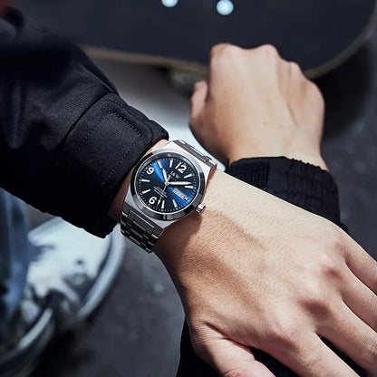 I&W CARNIVAL Men’s Automatic Mechanical Watch Sapphire Waterproof Luminous Dual Calendar Clock