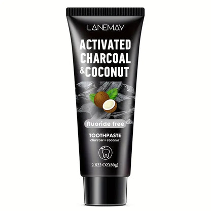 Lanemay Charcoal & Coconut Toothpaste - Deep Cleansing Whitening Teeth Natural Whitening Freshens Breath 2.82Oz