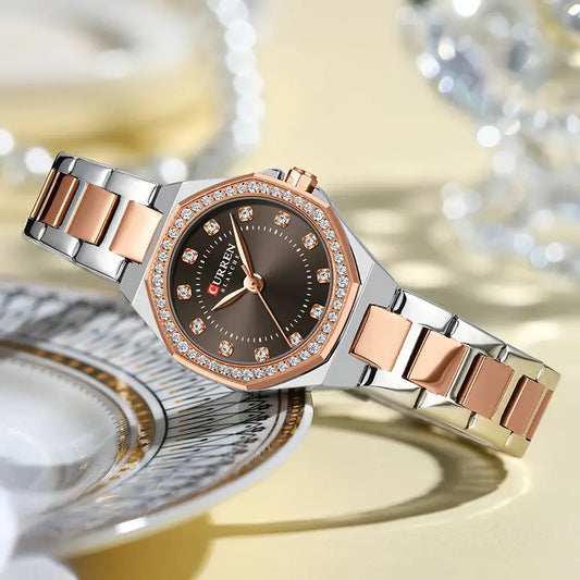 CURREN Women’s Luxury Rhinestone Watch – Elegant Stainless Steel Timepiece