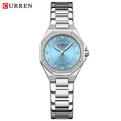 CURREN Women’s Luxury Rhinestone Watch – Elegant Stainless Steel Timepiece - Silvery Blue
