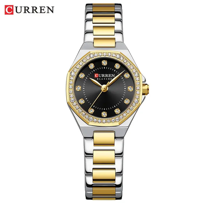 CURREN Women’s Luxury Rhinestone Watch – Elegant Stainless Steel Timepiece - Silvery Black