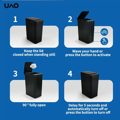 Smart Slim Trash Can with Kick-Open Lid - Battery-Powered Ideal for Kitchen Trash