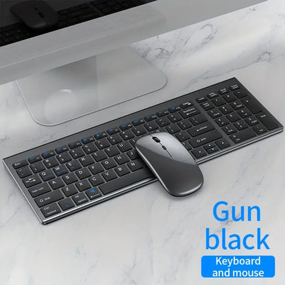 Wireless Keyboard and Mouse Combo Rechargeable Full Size Multi-Device Wireless Keyboard Mouse Combo - Black