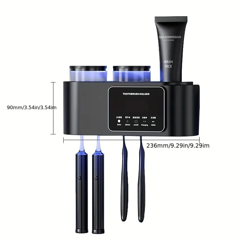 Wall-Mounted UV Toothbrush Holder with Quick-Dry Cup – Smart Bathroom Organizer