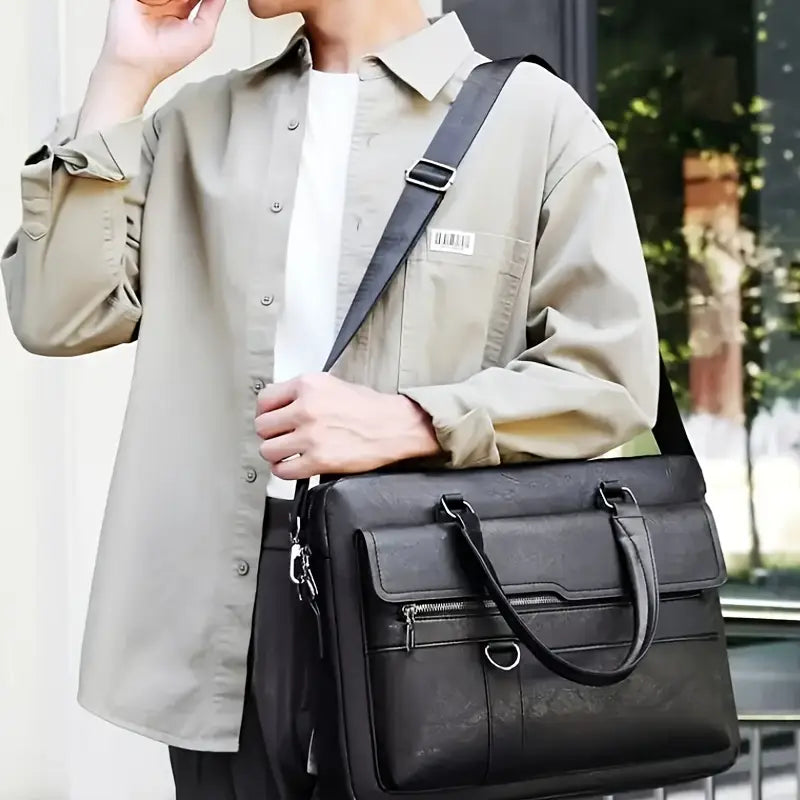 Vintage Business Briefcase - Brown Laptop & Tablet Messenger Bag