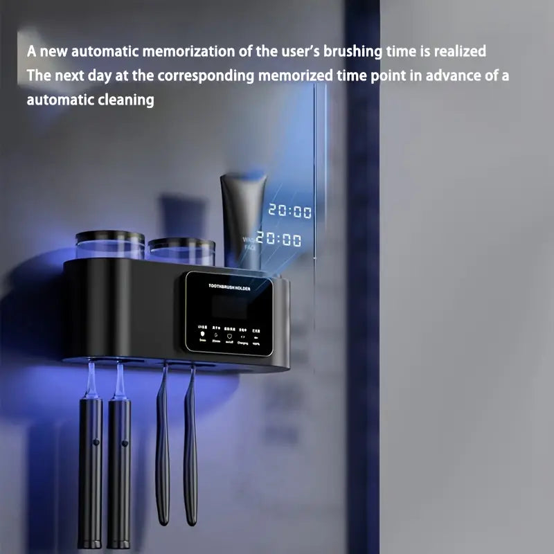 Wall-Mounted UV Toothbrush Holder with Quick-Dry Cup – Smart Bathroom Organizer