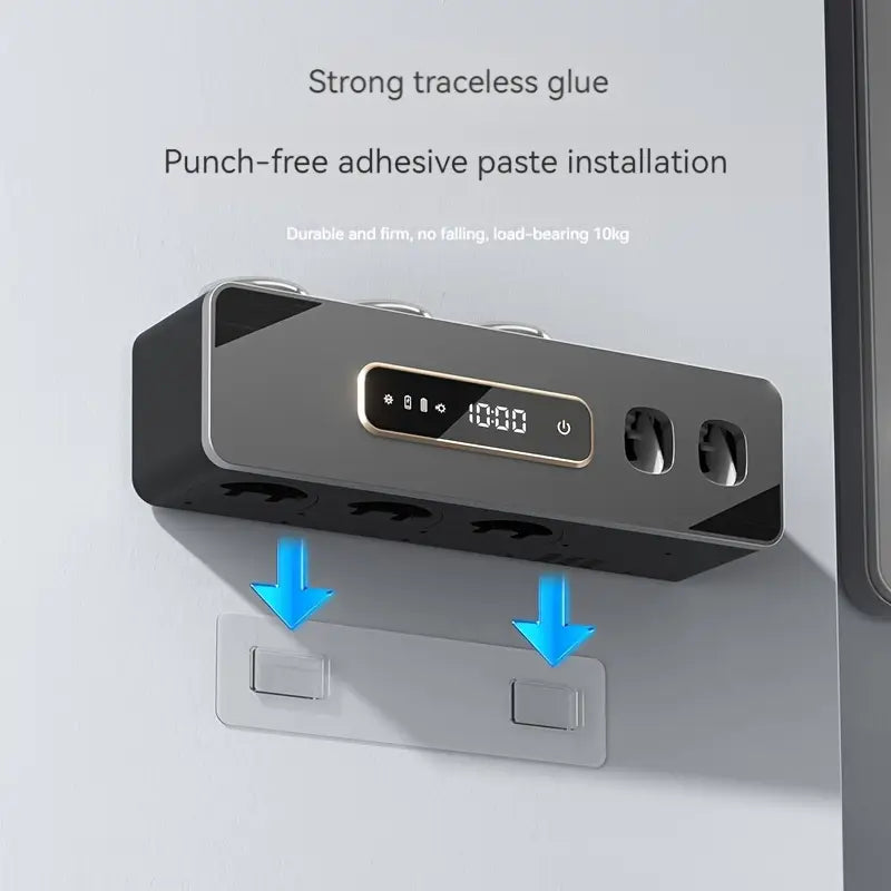 UV Sanitizing Toothbrush Holder Wall-Mounted Smart Toothbrush Sterilizer with Automatic Toothpaste Dispenser