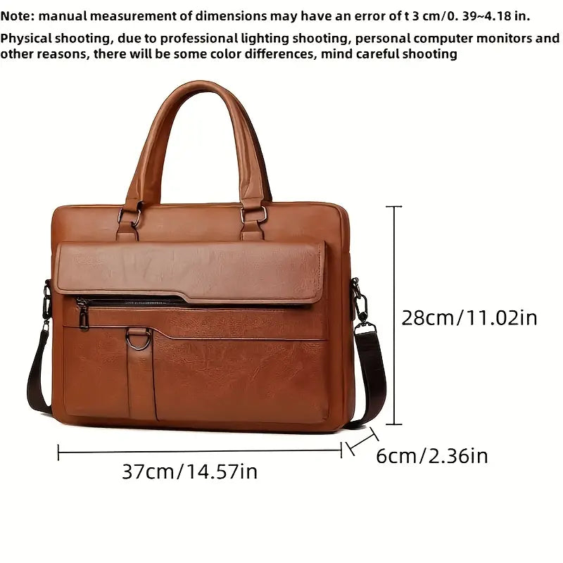 Vintage Business Briefcase - Brown Laptop & Tablet Messenger Bag