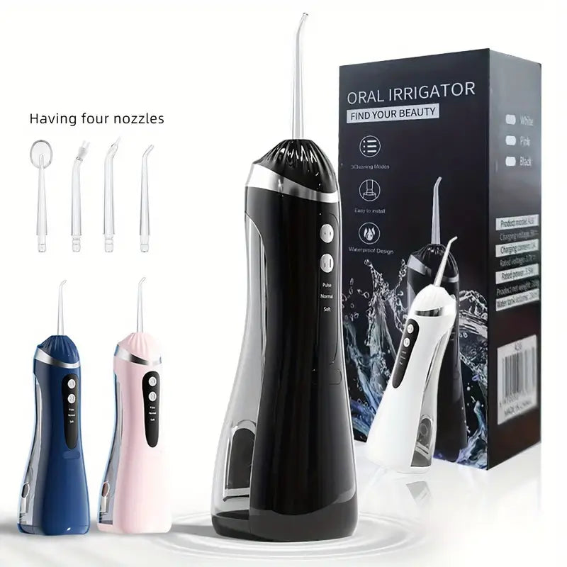 Electric Dental Flosser with 4 Nozzles 3 Modes Large Capacity Water Tank High-Pressure Water Flosser.