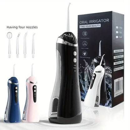 Electric Dental Flosser with 4 Nozzles 3 Modes Large Capacity Water Tank High-Pressure Water Flosser.