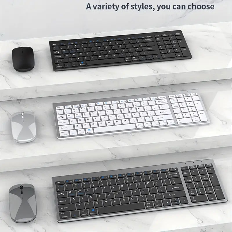 Wireless Keyboard and Mouse Combo Rechargeable Full Size Multi-Device Wireless Keyboard Mouse Combo