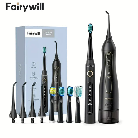 Fairywill Ultimate Cleaning Kit-Electric Toothbrush and Water Flosser Combo