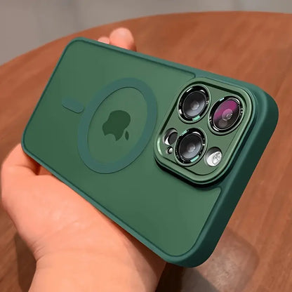 Luxury Matte Magnetic Wireless Charging Phone Case Compatible with iPhone 16/15/14/13/12/11 Pro Max Plus - Green