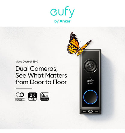 eufy Security Video Doorbell E340 Dual Cameras with Delivery Guard 2K Full HD