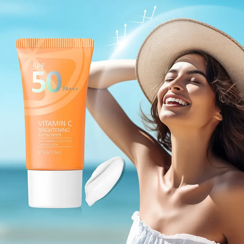 LAIKOU Vitamin C Sunscreen 1.76oz Waterproof Sunblock Long Lasting Sun Cream with Vitamin E & Niacinamide