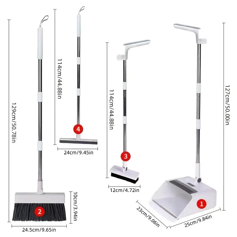 4-in-1 Folding Rotating Broom Set with Durable Plastic Handle