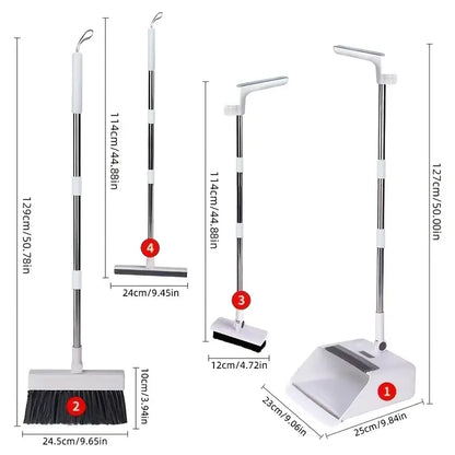 4-in-1 Folding Rotating Broom Set with Durable Plastic Handle