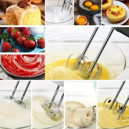 White European Standard Electric Smart Multifunctional Egg Beater Mixer - 6pcs Set